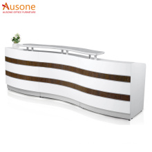 Modern white curved reception desk, front desk for sale